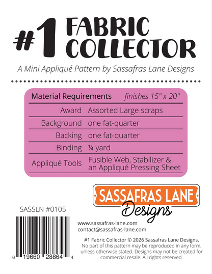 #1 Fabric Collector - Mini Appliqué Quilt Pattern - Sassafras Lane Designs