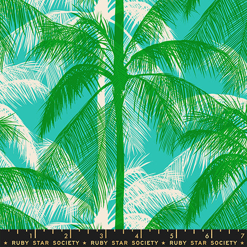 Poolside Palms in Tropic shown with a ruler for scale, RS5197-14