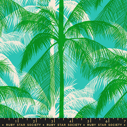 Poolside Palms in Tropic shown with a ruler for scale, RS5197-14