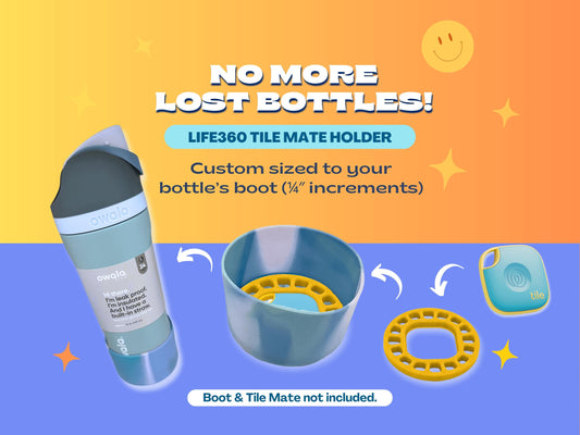 Custom Size Life 360 Tile Mate Holder for Hydration Bottles | 3D Printed Bottle Insert