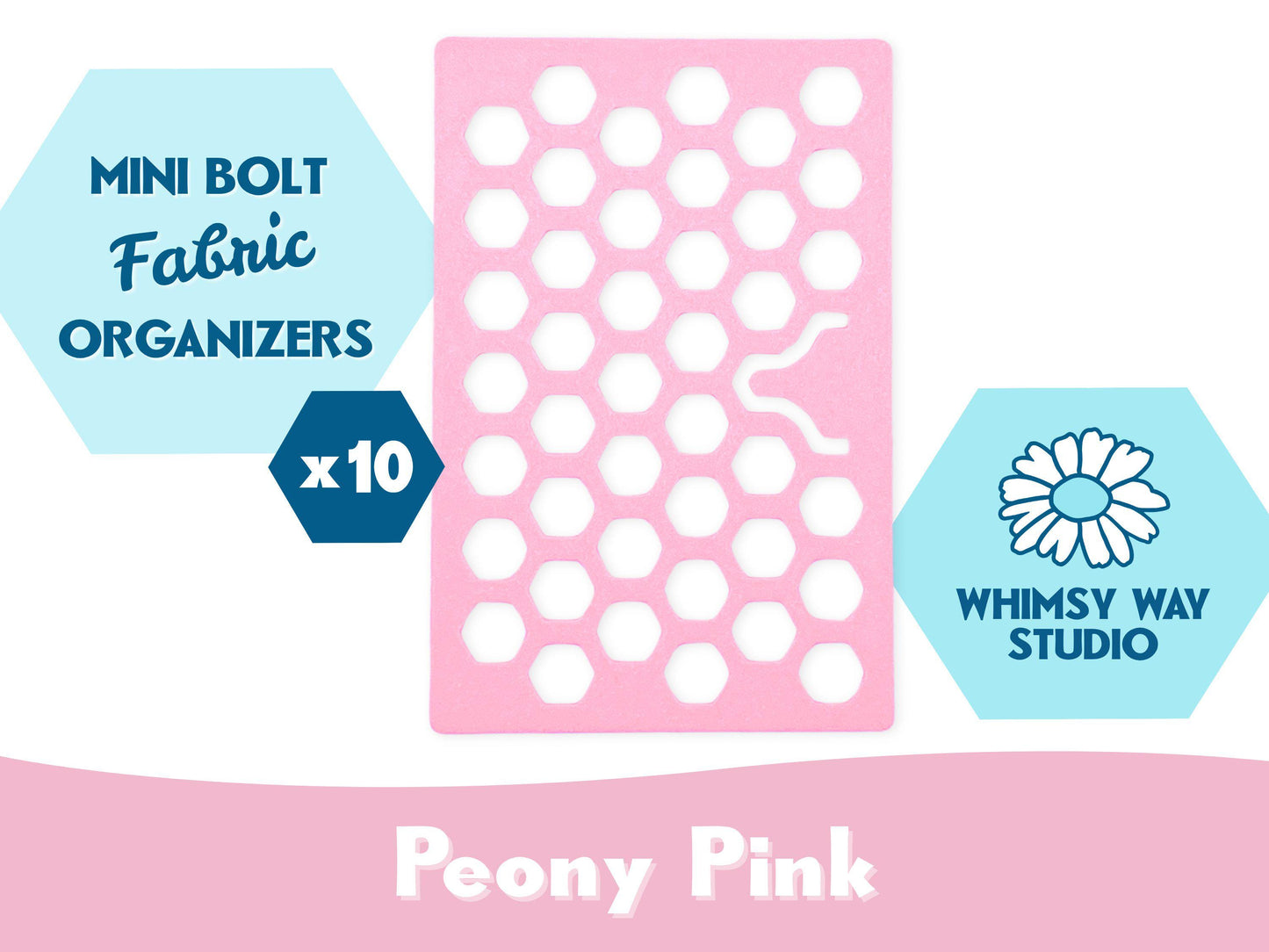 Hex Mini Bolt Fabric Organizers – 10 Pack w/ Clips – 3D Printed